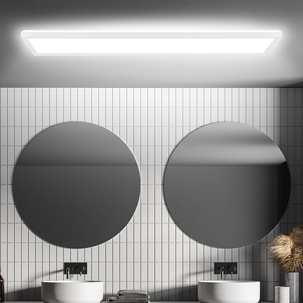 Ultraflache LED Deckenlampe mit Bewegungsmelder - IP44 LED Badlampe Badezimmerleuchte. Deckenpanel extra flach für Feuchträume. 98 x 20 x 3 cm (LxBxH) 3
