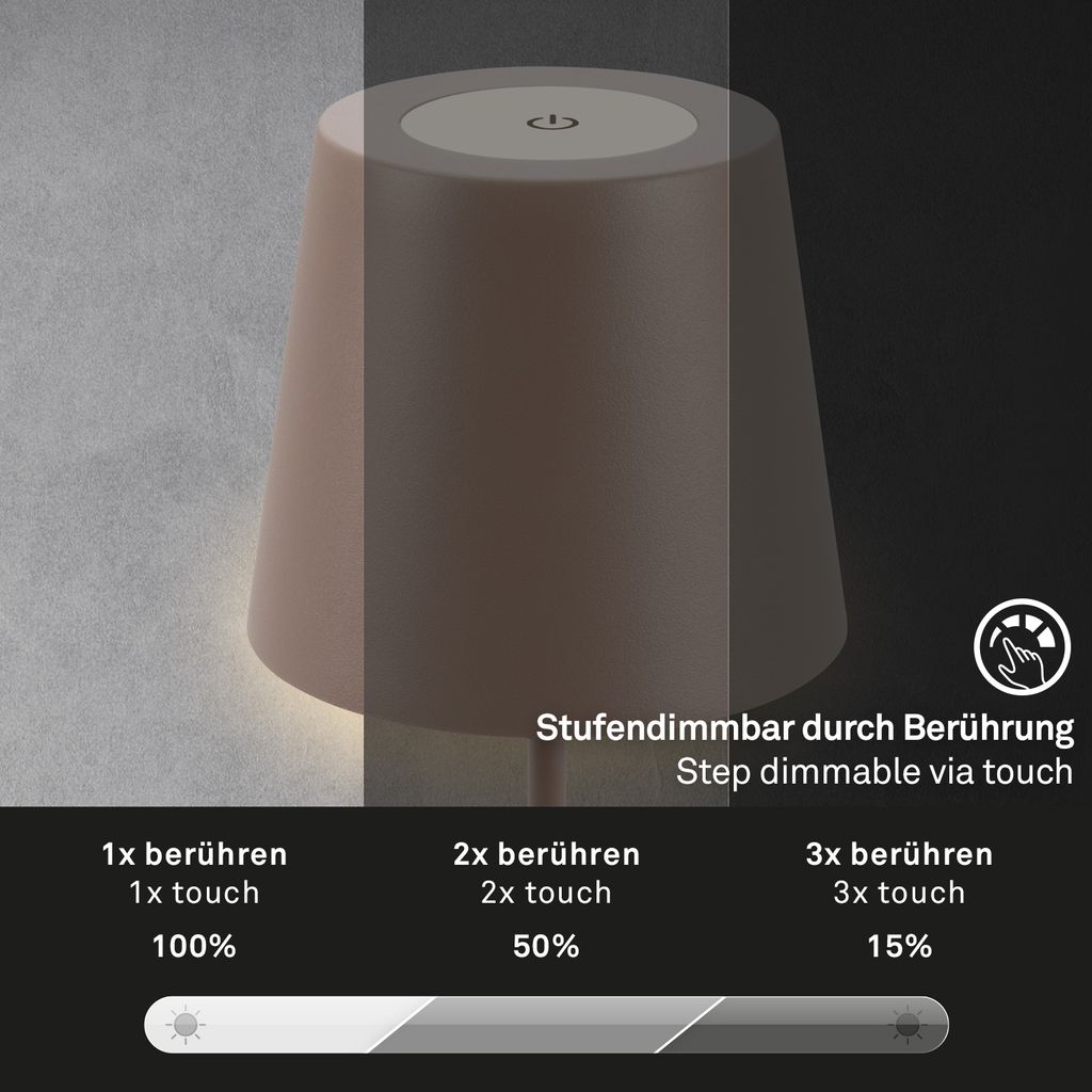 Tischlampe Akku Tischleuchte Kabellos Touch höhenverstellbar Akku tauschbar 5