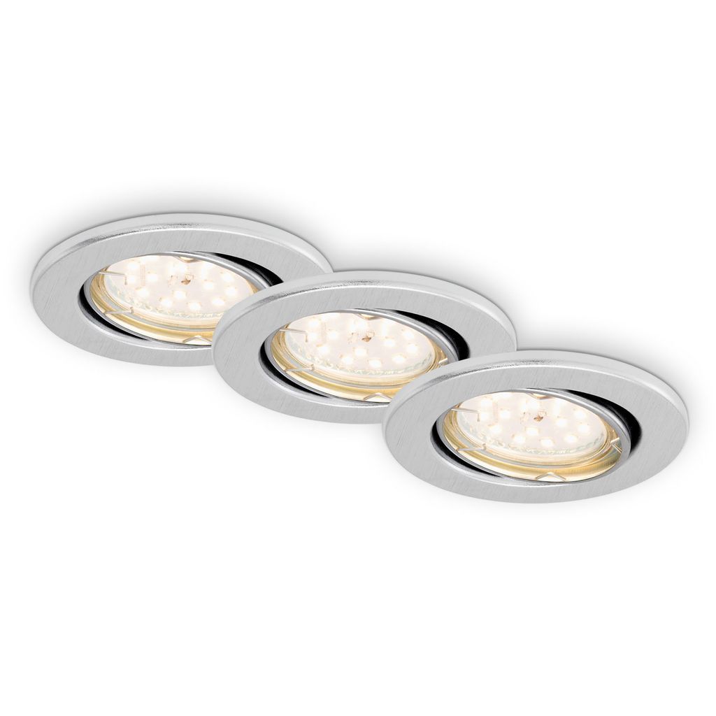 Set van 3 Inbouwarmaturen Ø 8,6 cm GU10 5W 400lm aluminium