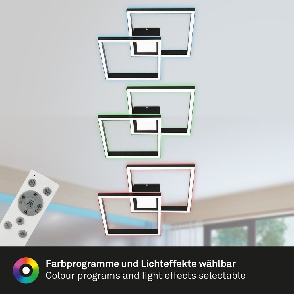 RGB CCT LED Deckenleuchte, 59,7 cm, LED-Platine, 44 W, 4400 lm, schwarz