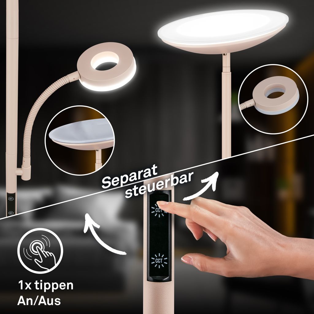 Sira Floor Lamp - Dimmable, LED, Reading Arm, CCT, Beige