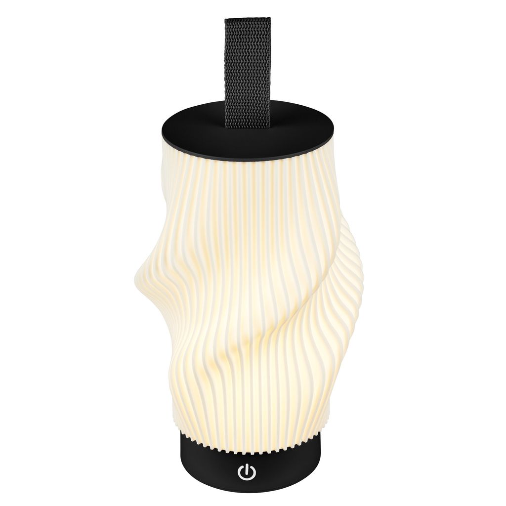 Tubi Tischleuchte - 2W, 150lm, Akku, LED, Touch, Dimmbar, 3D-Druck, Schwarz