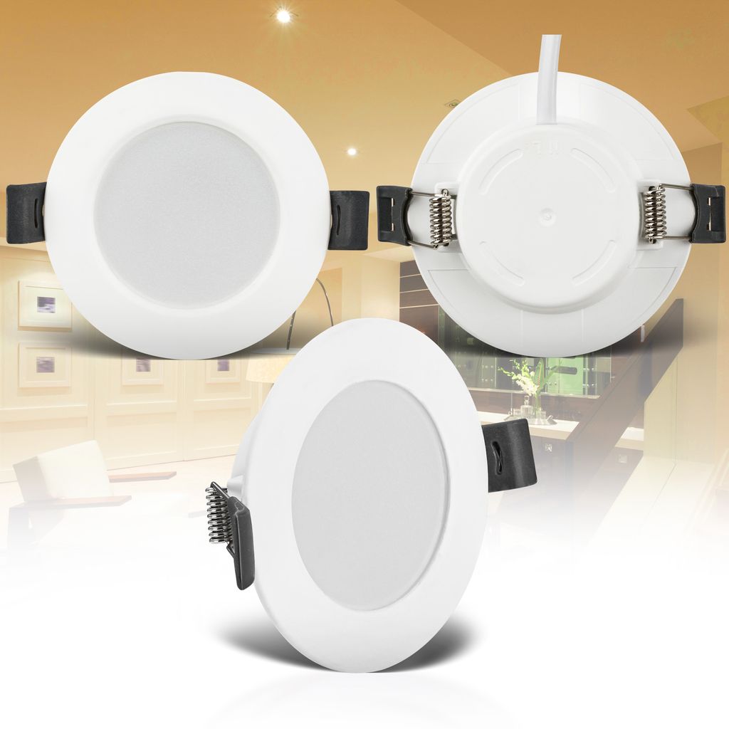 B.K.Licht - Set of 6 LED recessed spotlights 230V, LED spotlights for the bathroom splash protection IP44, warm white light, ceiling spotlights, LED spots, flat ceiling spots, 85x25mm (DxH), white