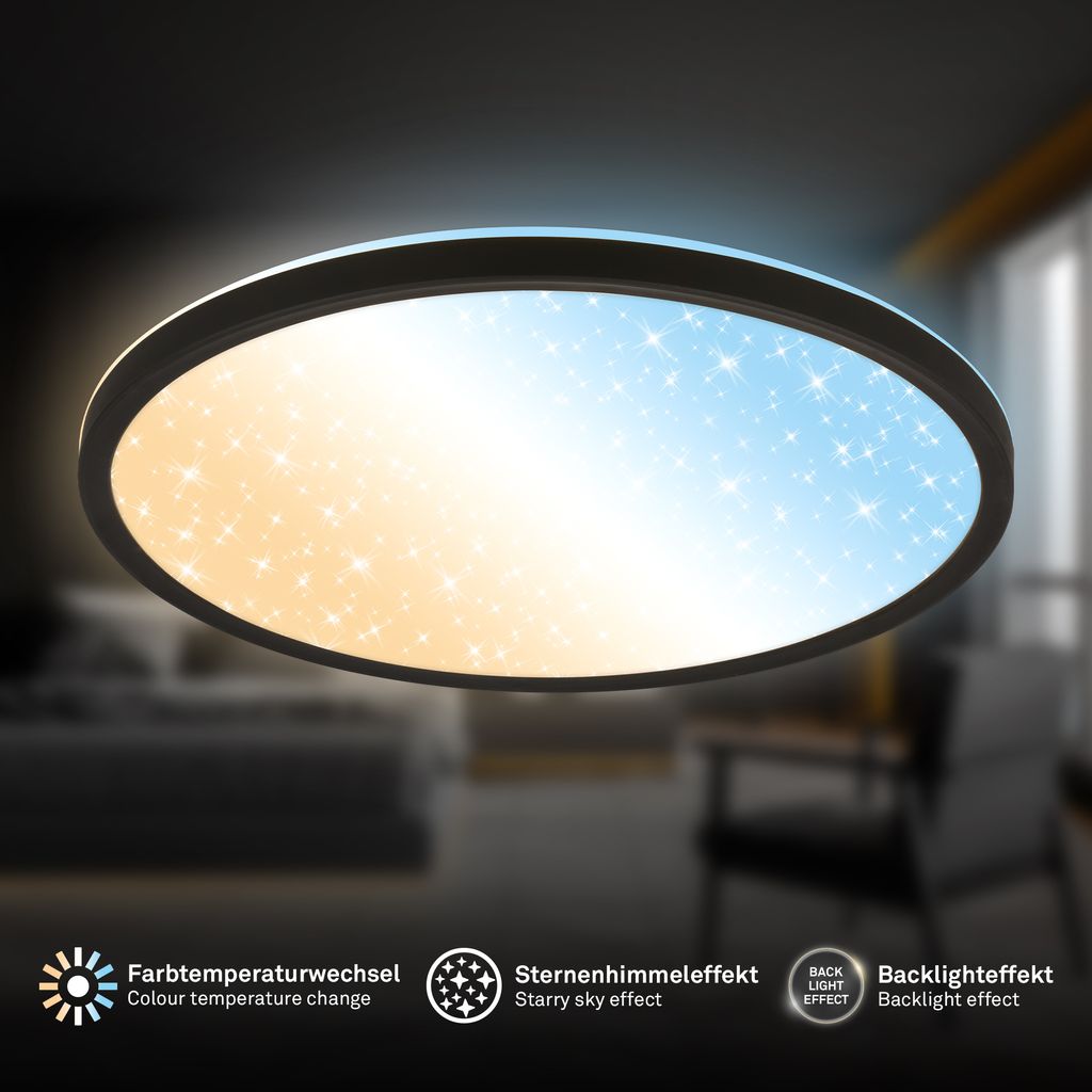 Slim LED Panel Ø29,3 cm - 18W, 2400lm, Fernbedienung, Dimmbar, CCT, Schwarz