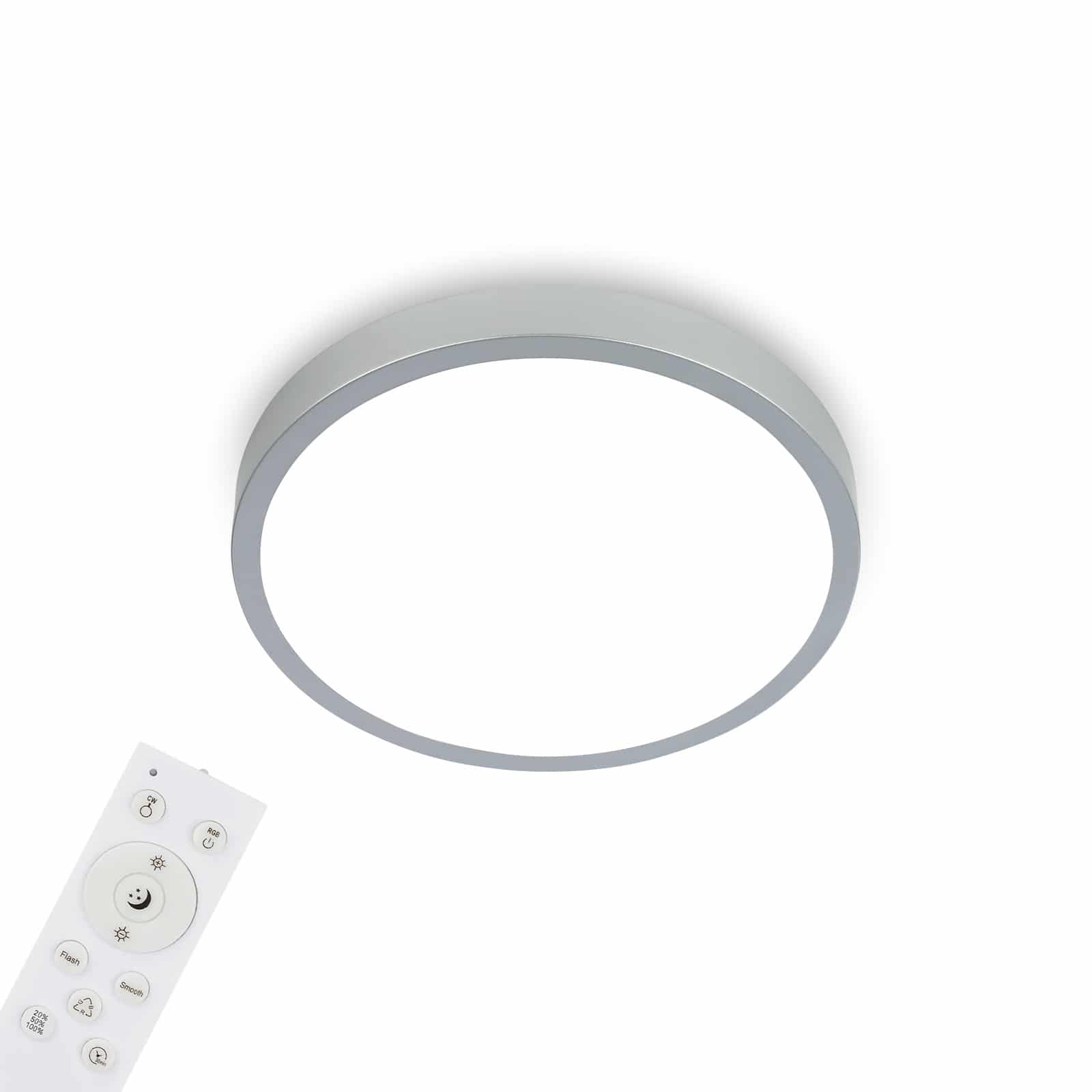 RGBW LED Aufbauleuchte Ø 38 cm, LED-Platine, 22 W, 2900 lm, silber