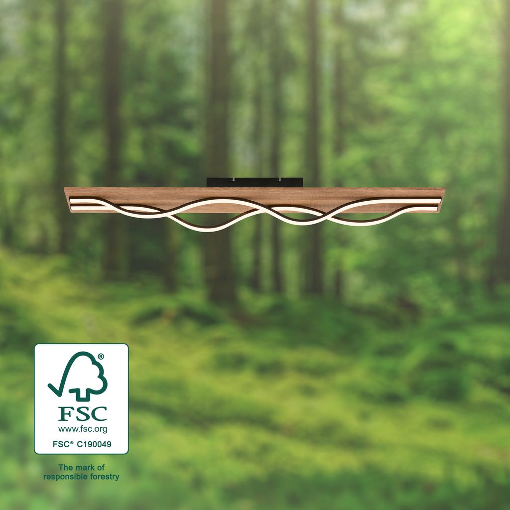 Deckenlampe Wellenförmige Deckenleuchte Schlafzimmer Wohnzimmer Warmweiß Holz 4