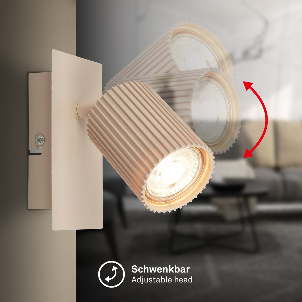 Ida Wandlampe - GU10 Fassung, max. 9W, Schwenkbar, Beige