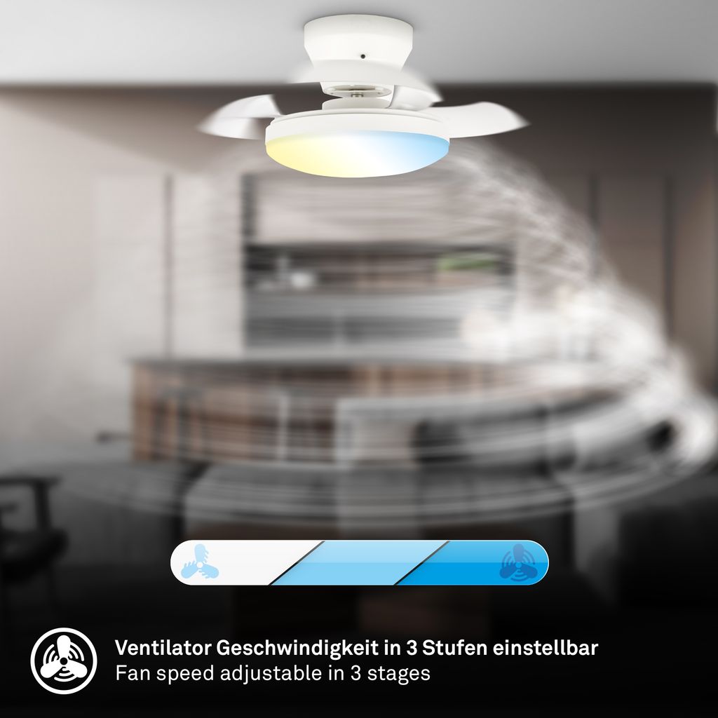 Deckenventilator mit Beleuchtung Fernbedienung Ventilator mit Licht Dimmbar CCT 6