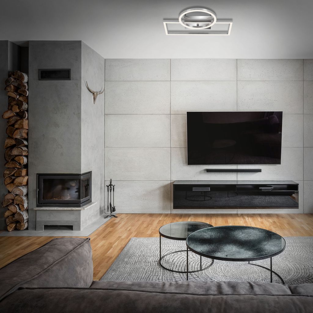 LED Deckenleuchte dimmbar Memoryfunktion drehbar Metall chrom-alu 19.6W Briloner 9