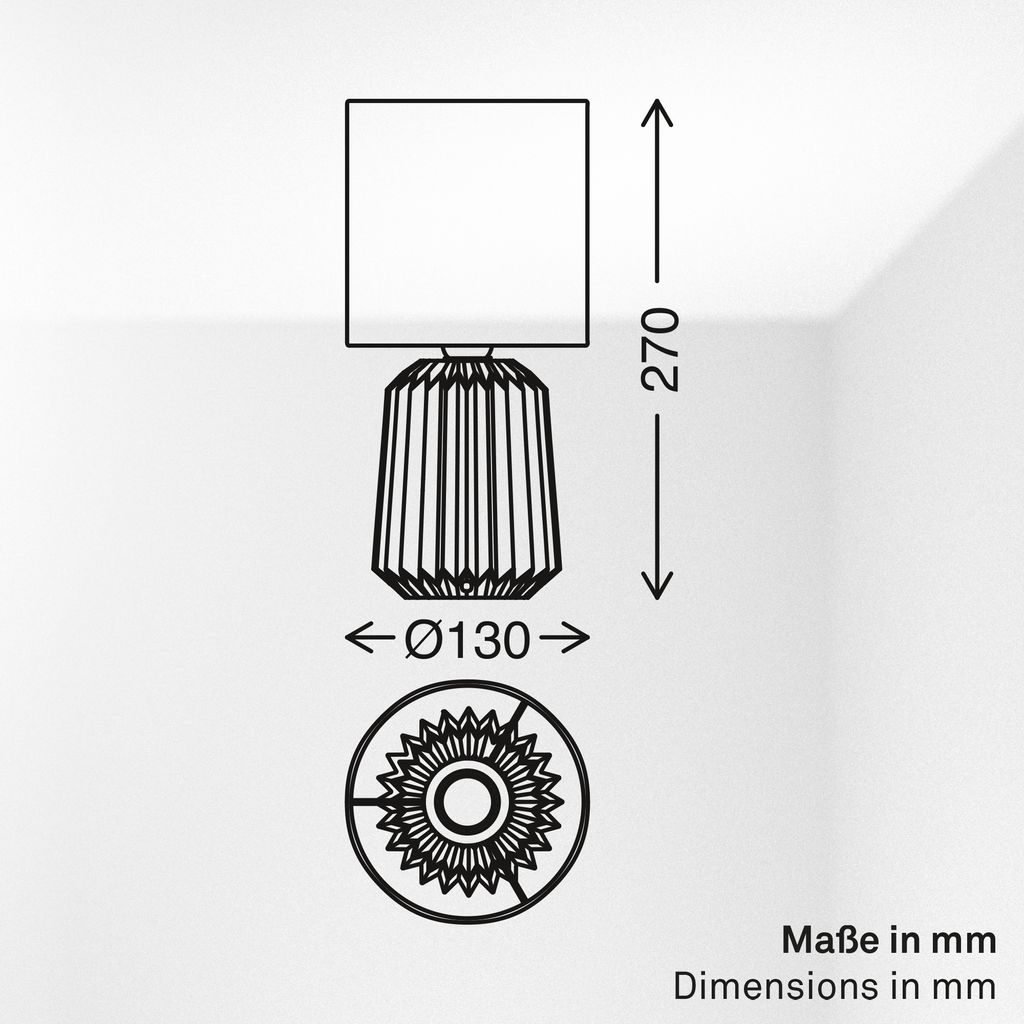 Dora Tischlampe - mit Schalter, Keramik, E14 Fassung, Braun