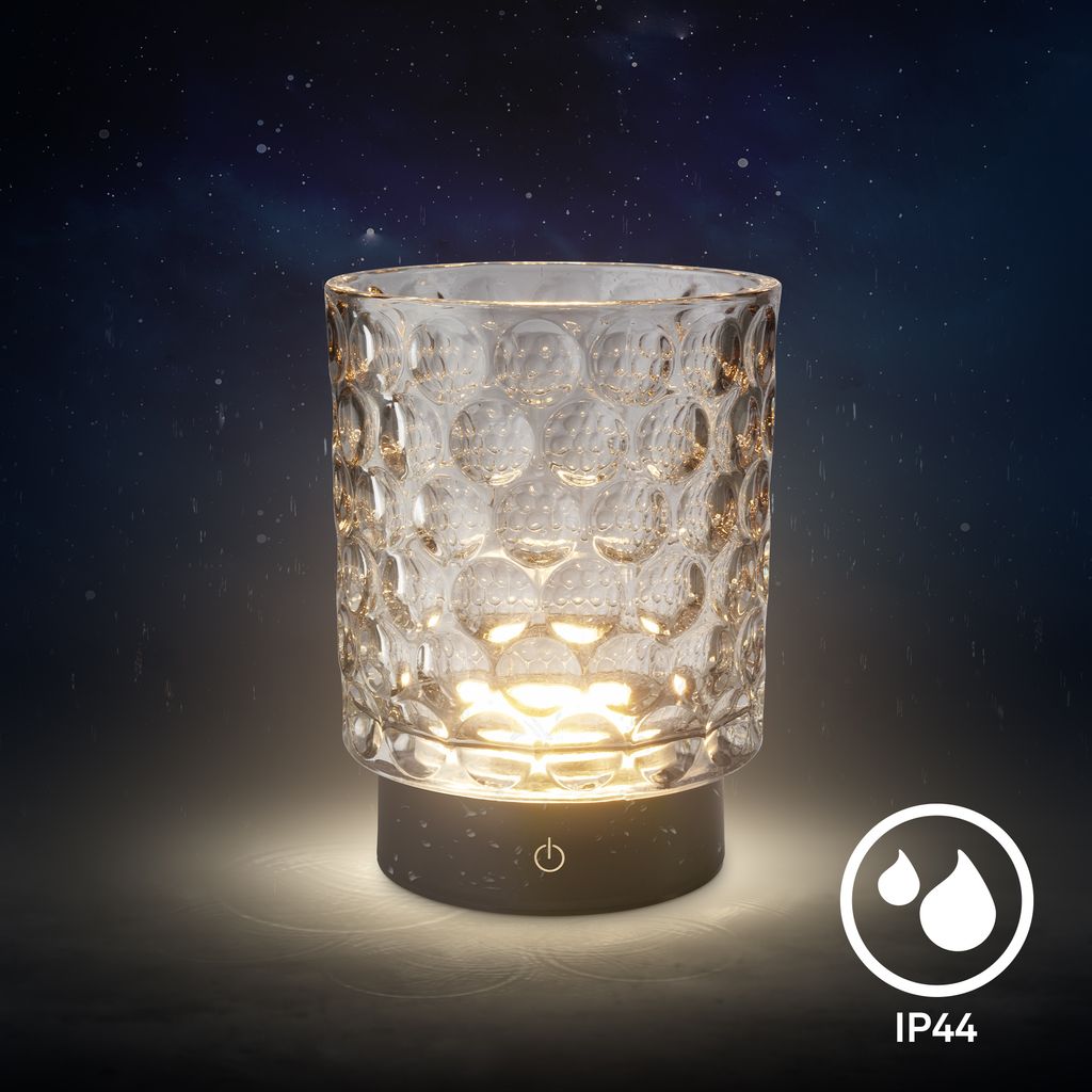 Sunora LED Tischlampe kabellos IP44, Dimmbar, Touch, 2er Set, Grau