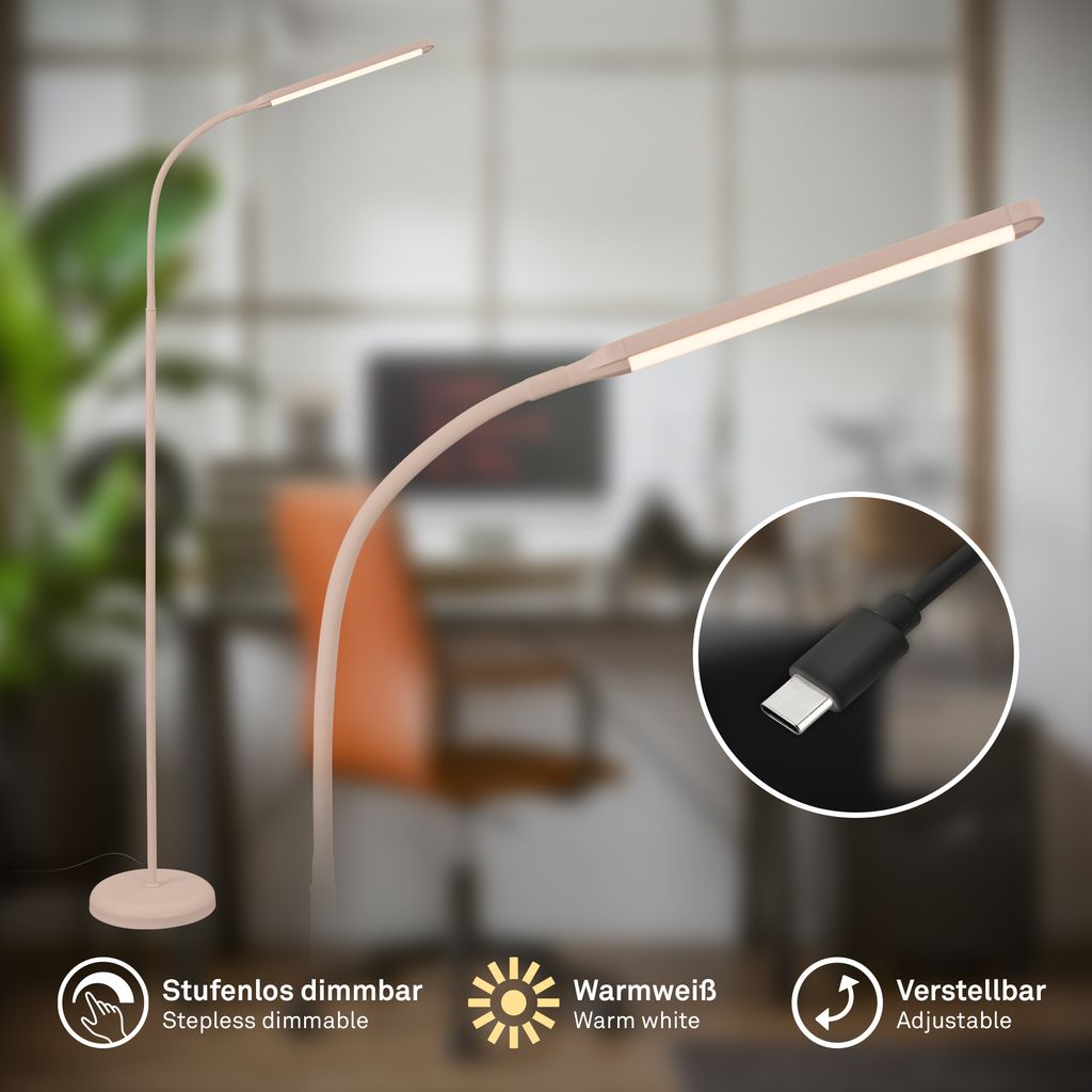 Mura Stehlampe - 6,5W, 600lm, LED, Dimmbar, Touch, Schwenkbar, Beige
