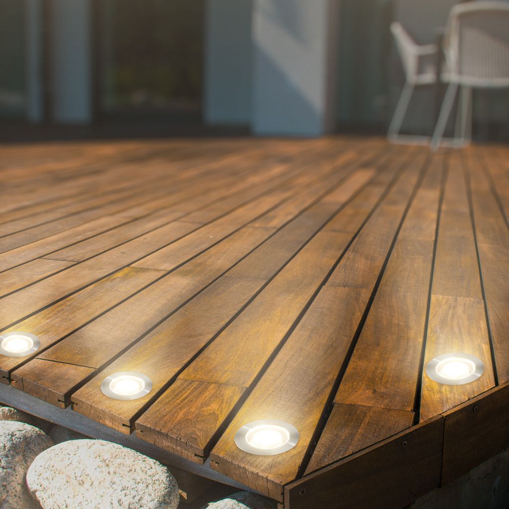 CONNECT TO SHINE Starterset Kebony mit 3er Set LED Bodeneinbaustrahler. IP67 8