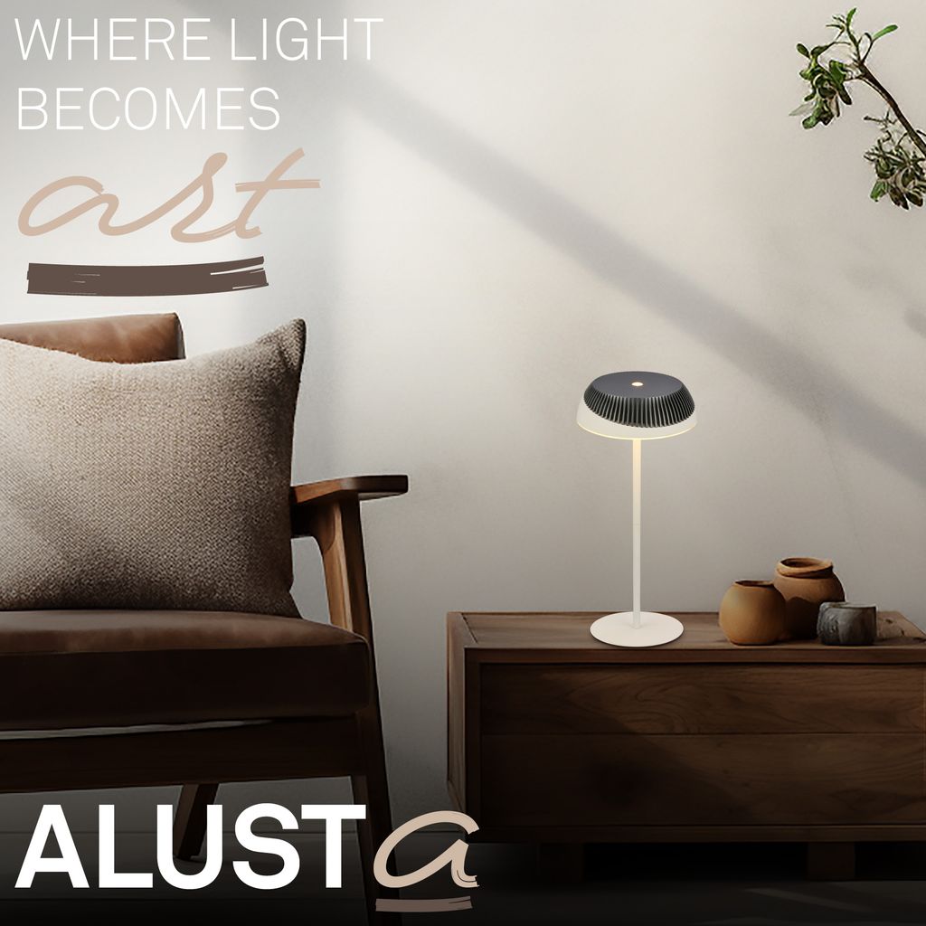 Alusta Tischleuchte - 2W, 200lm, Akku, LED, Touch, Dimmbar, Anthrazit metallic, Warm Grey