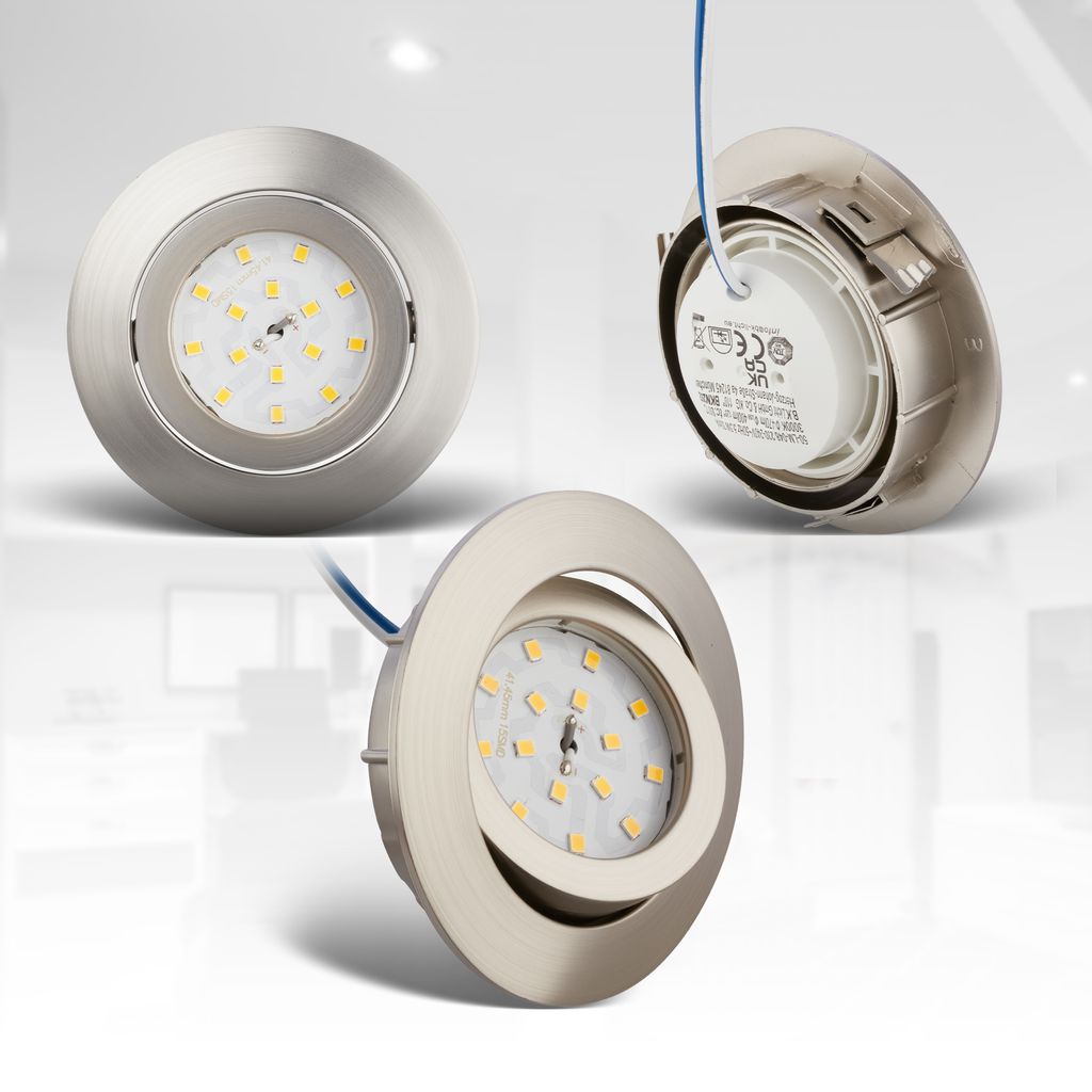 Einbauspot 68mm 5er Set - 230V, 5,5W, 470lm, LED, dimmbar, warmweiß, matt-nickel