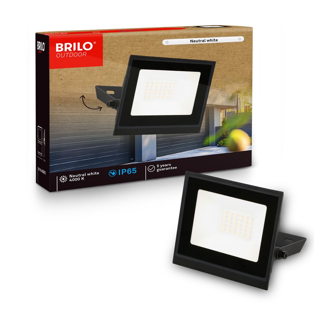 Varo Wandstrahler Außen - 20W, 1800lm, LED, Neutralweiß, IP65, Schwarz