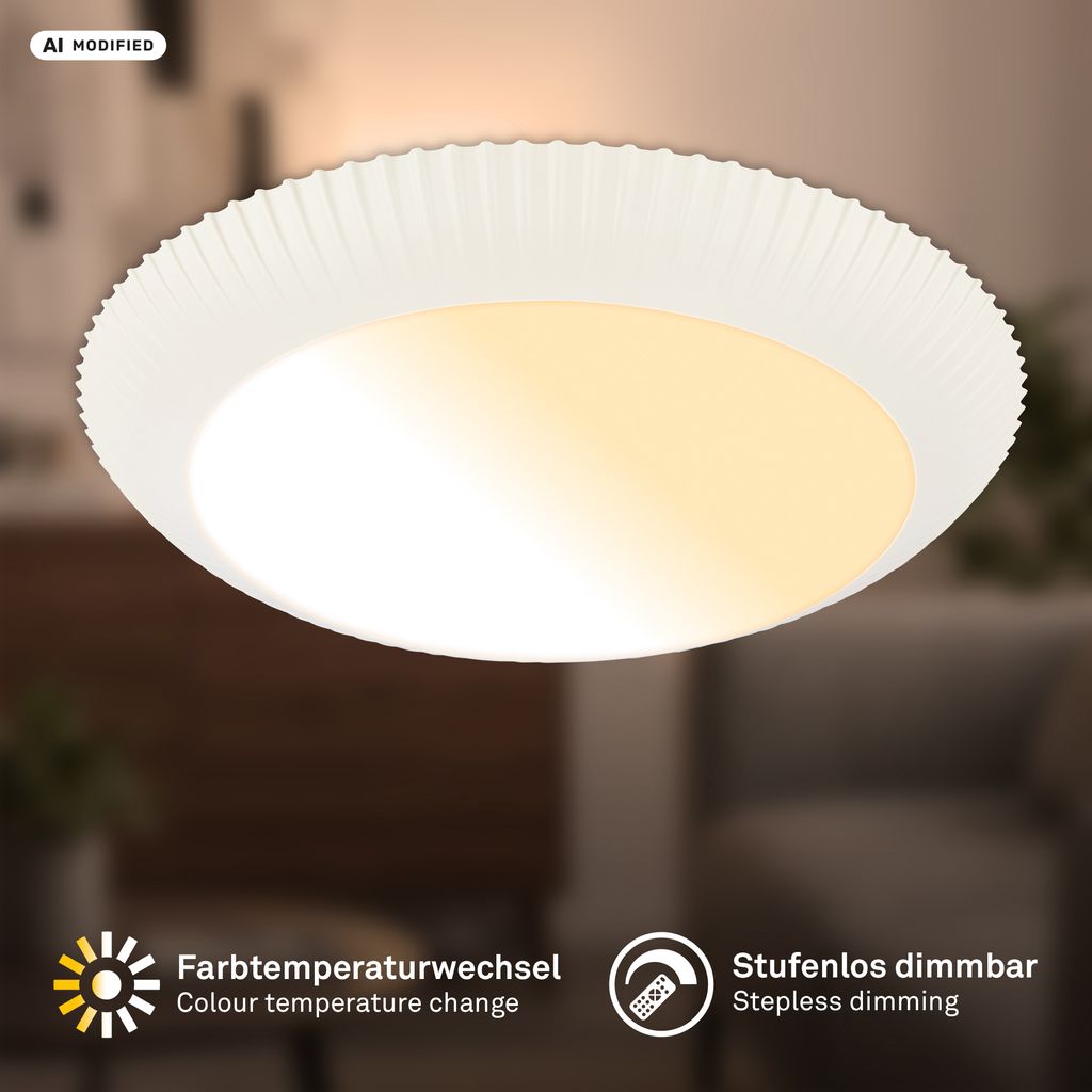 Solea Deckenlampe Ø46 cm - 18W, 2800lm, LED, Dimmbar, Fernbedienung, CCT, Altweiß