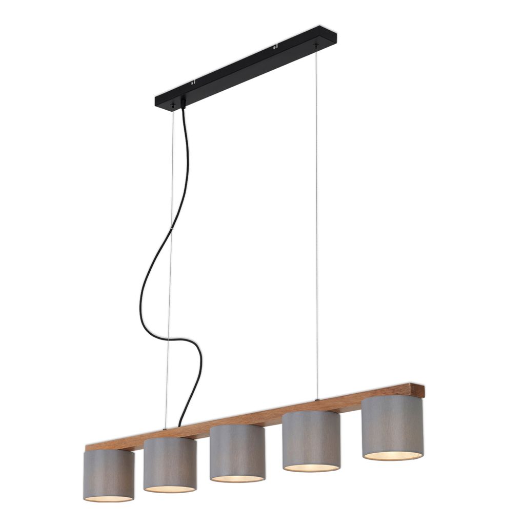 Pendelleuchte Hängelampe 5-flammig E14 max.25Watt Metall-Holz-Grau Briloner 3