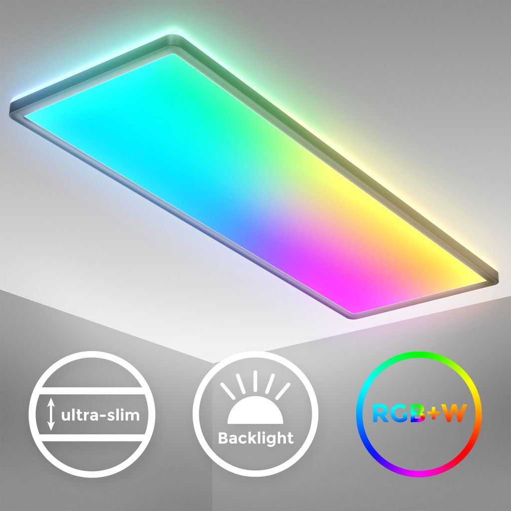 LED Panel 58x20 cm - 22W, 3000lm, dimmbar, Fernbedienung, RGBW, schwarz