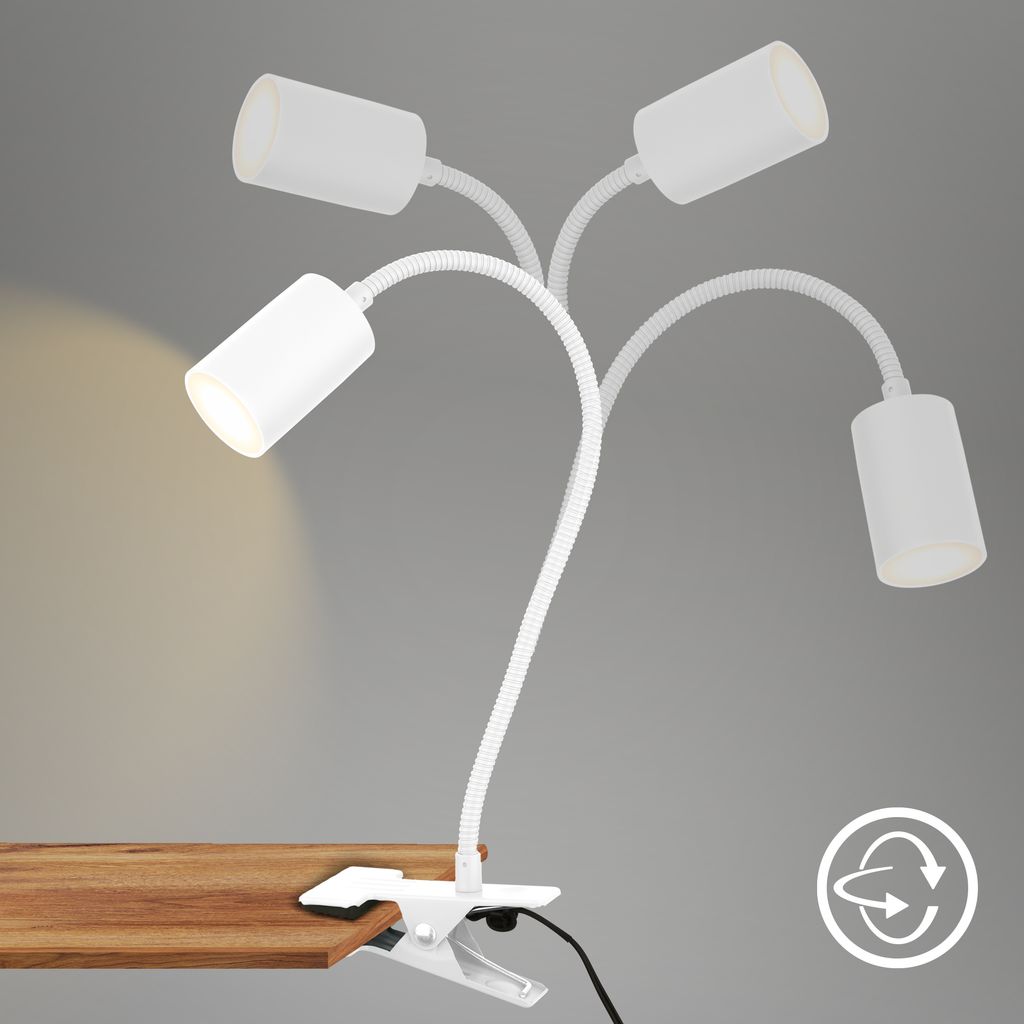 Briloner Fleks Schreibtischlampe, Schwenkbar, Klemmbar, Weiß