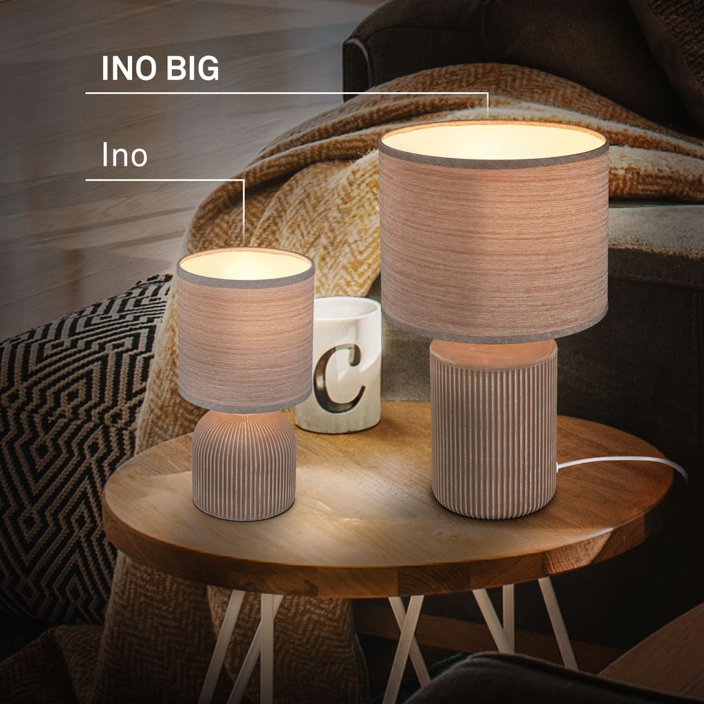 Briloner Ino Tischlampe. Stoffschirm. Kabelschalter. Keramikfuß. Braun. Ø15 x 28 cm 7