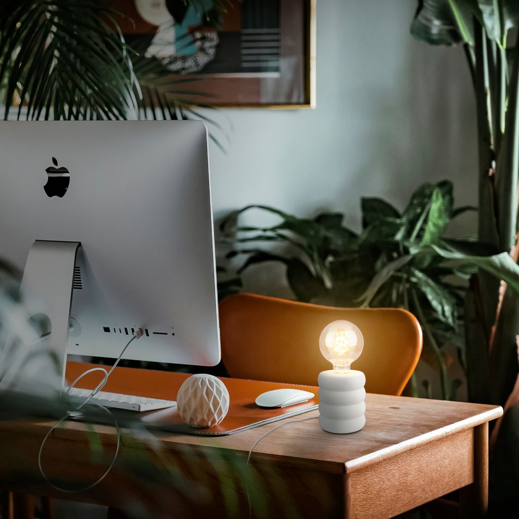 Foam Tischlampe - mit Schalter, Keramik, E27 Fassung, Weiß-matt