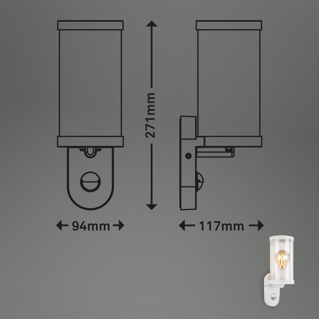 Außenleuchte, Sensor, weiß, 1x E27 exkl