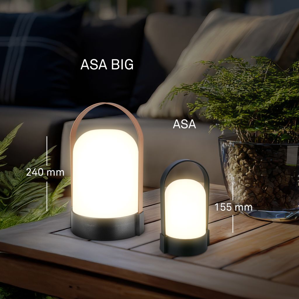 Asa Big Tischlampe - 1W, 90lm, Kabellos, LED, Dimmbar, Warmweiß, Anthrazit