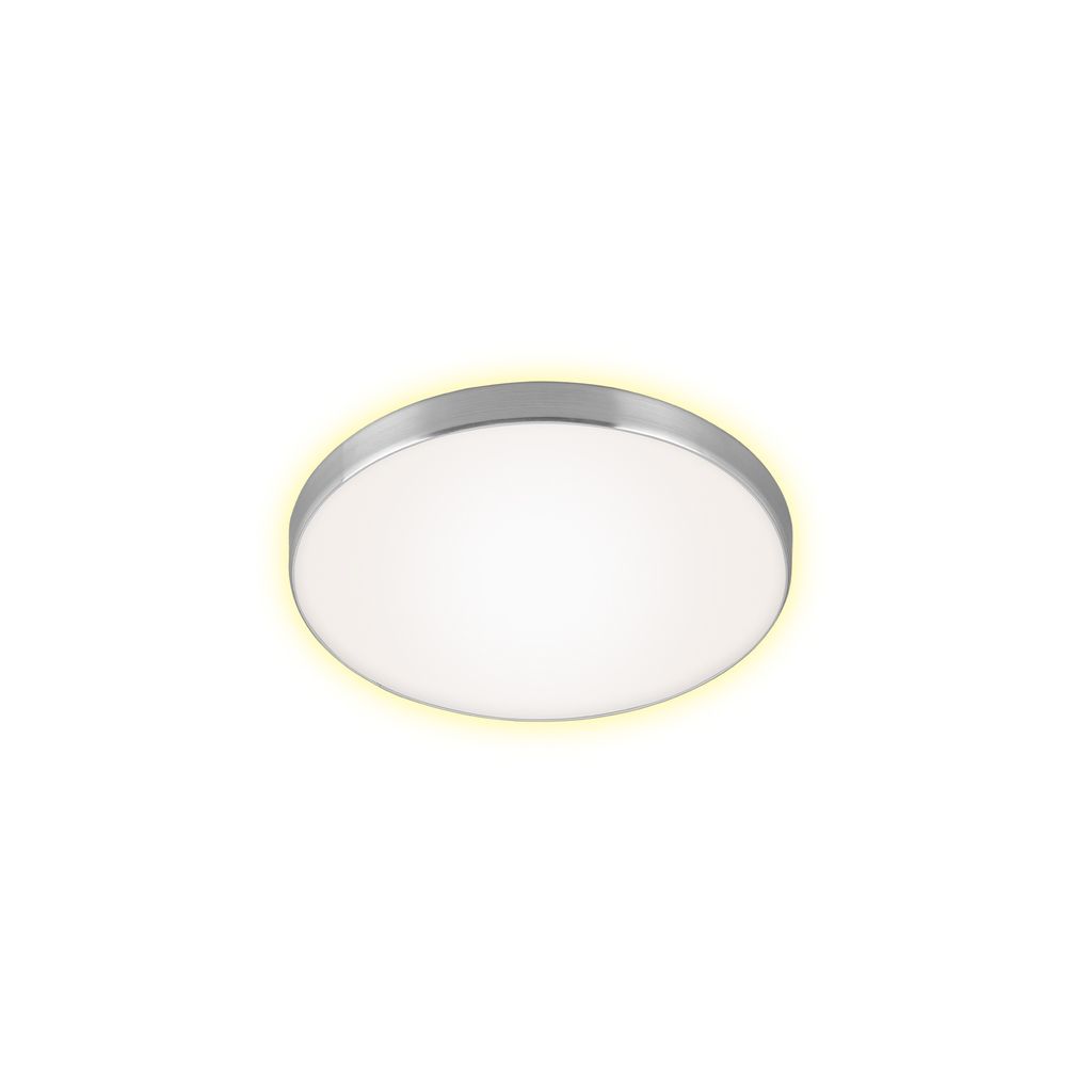 LED Deckenleuchte Deckenlampe 12W weiß-silber Metall-Kunststoff Ø28.5cm Briloner 0