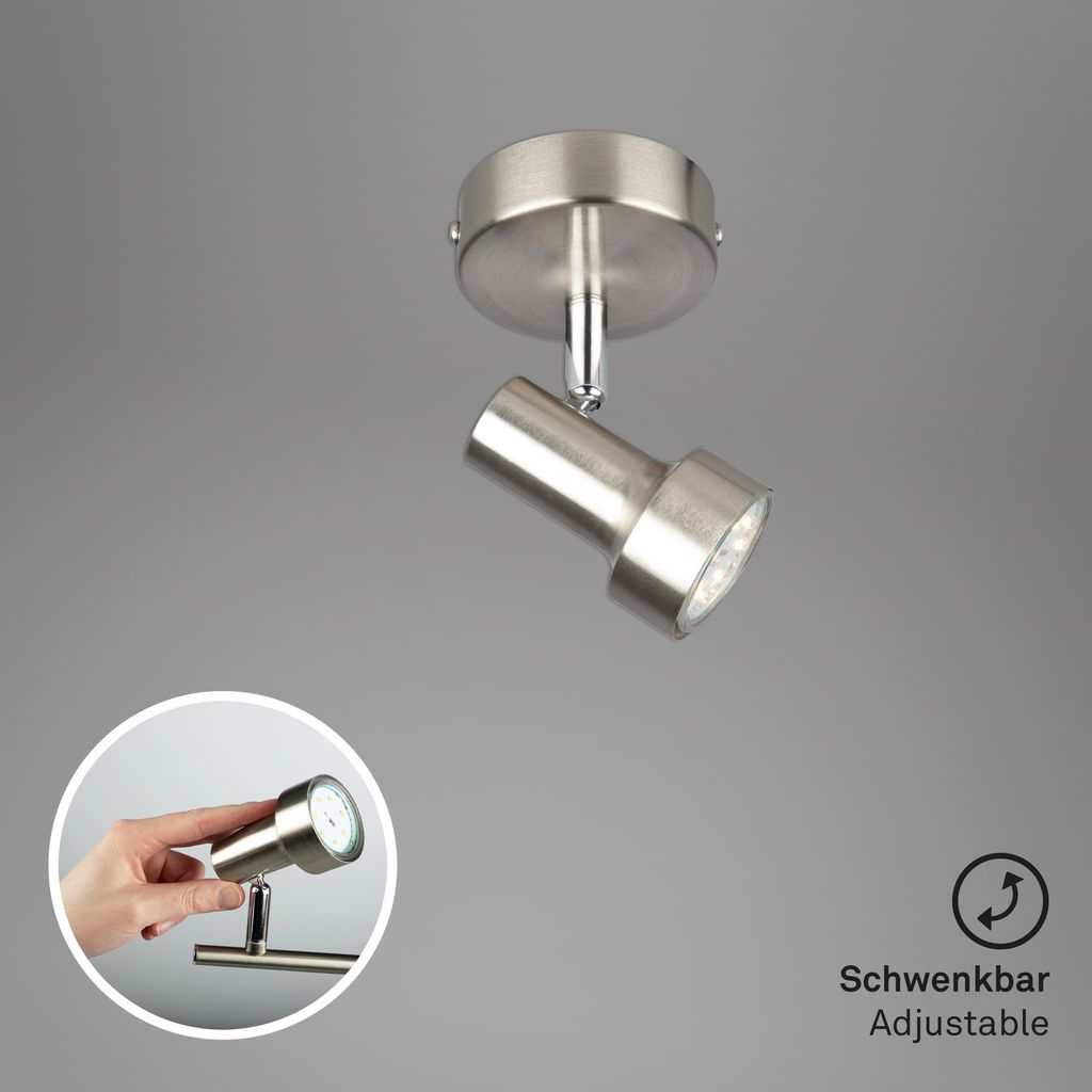 LED Spot Wandleuchte schwenkbar 1xGU10 3000K Ø8cm 3W nickel Metall Briloner 4