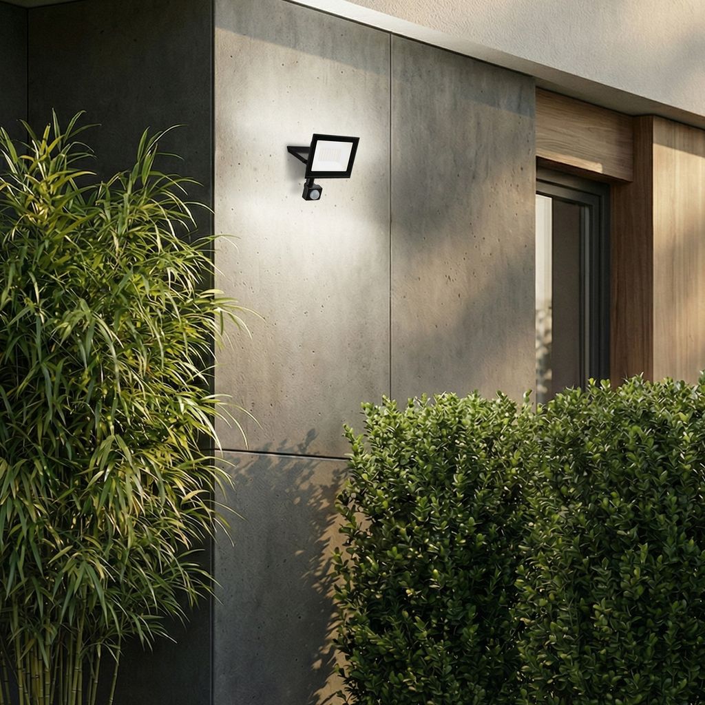 Varo Outdoor Floodlight - 30W, 2700lm, With Motion Sensor, LED, Neutral White, IP65, Black