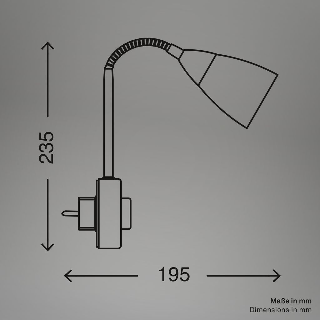 Flexible Steckerleuchte 23,5 cm exkl E14 25W matt nickel