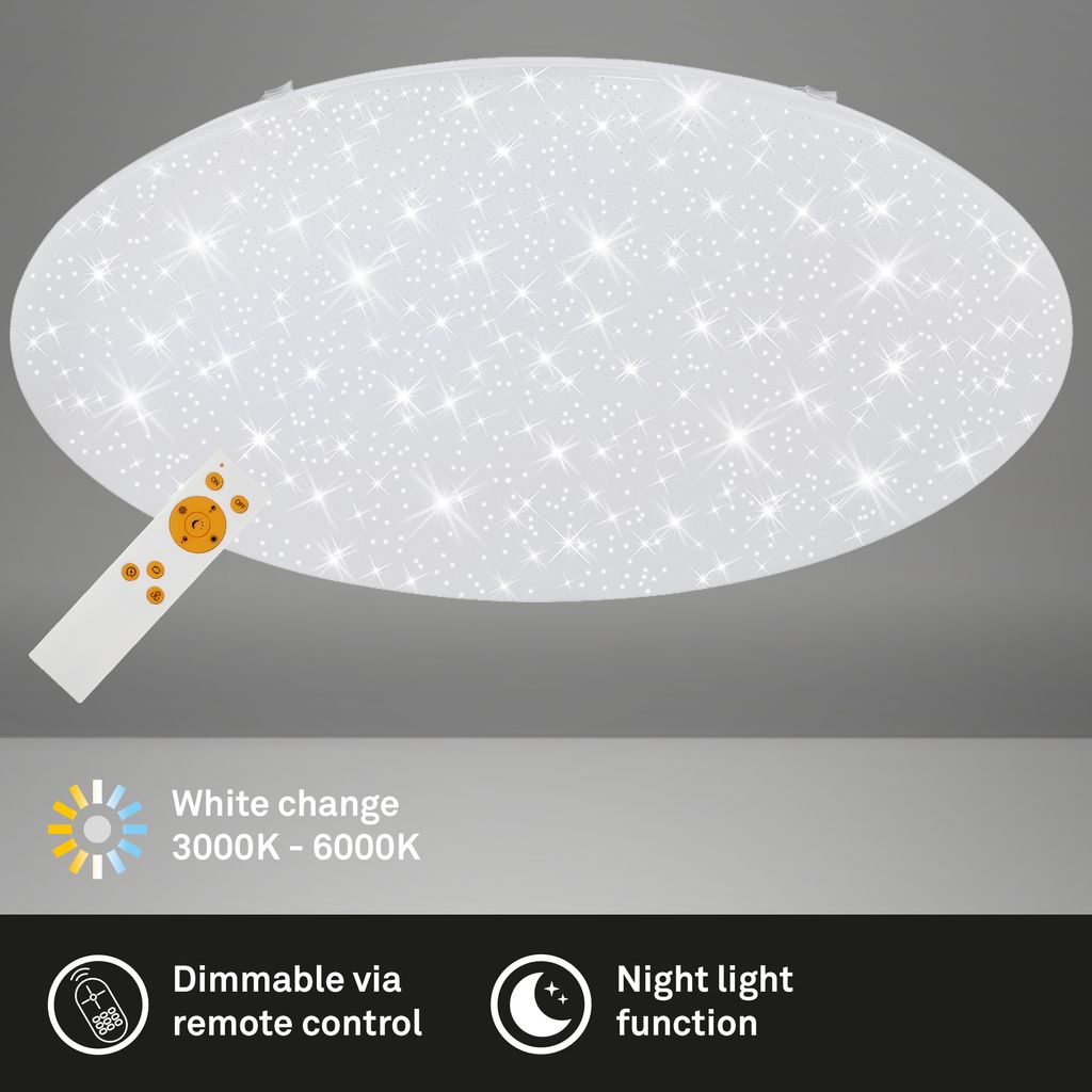 LED Deckenleuchte CCT dimmbar Sternenhimmel Fernbedienung Ø75.5cm 80W Briloner 1