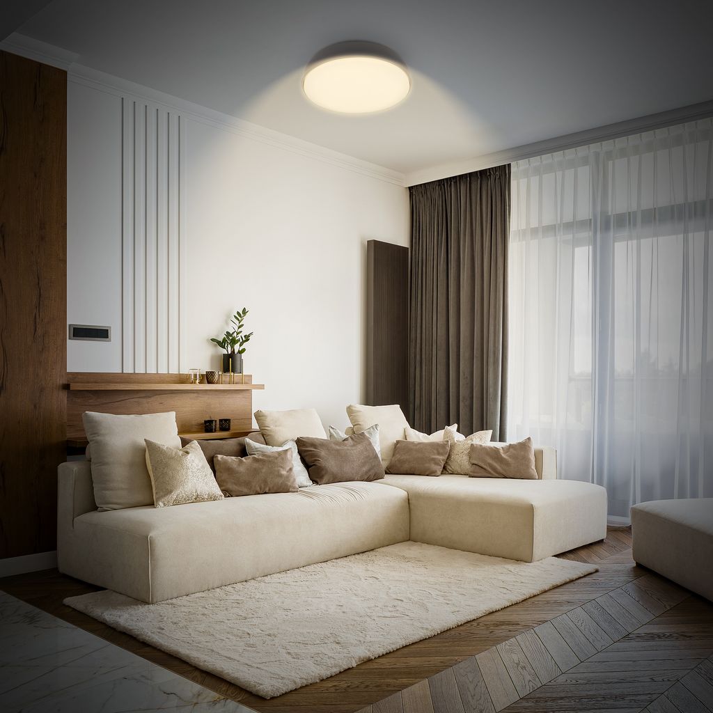 Nikan Deckenleuchte Ø28,5 cm - 12W, 1200lm, LED, 3000K Warmweiß, Anthrazit