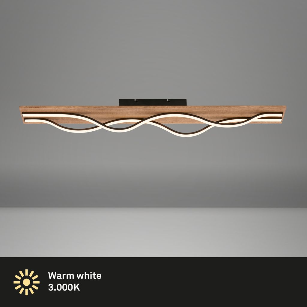 Deckenlampe Wellenförmige Deckenleuchte Schlafzimmer Wohnzimmer Warmweiß Holz 2