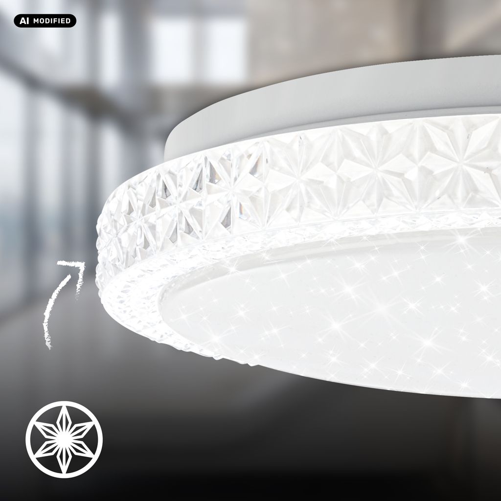 Astro Deckenleuchte Ø26,5 cm - 12W, 1400lm, LED, Sternenhimmel, Kristalloptik, Weiß