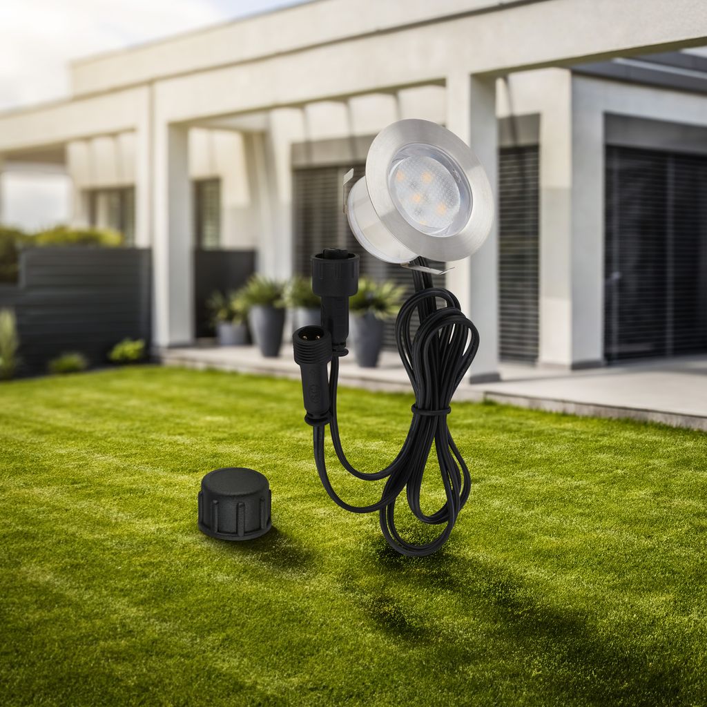 Connect to Shine Extension Padouk In-ground Spotlight - 1W, 100lm, LED, Warm White, Stainless Steel