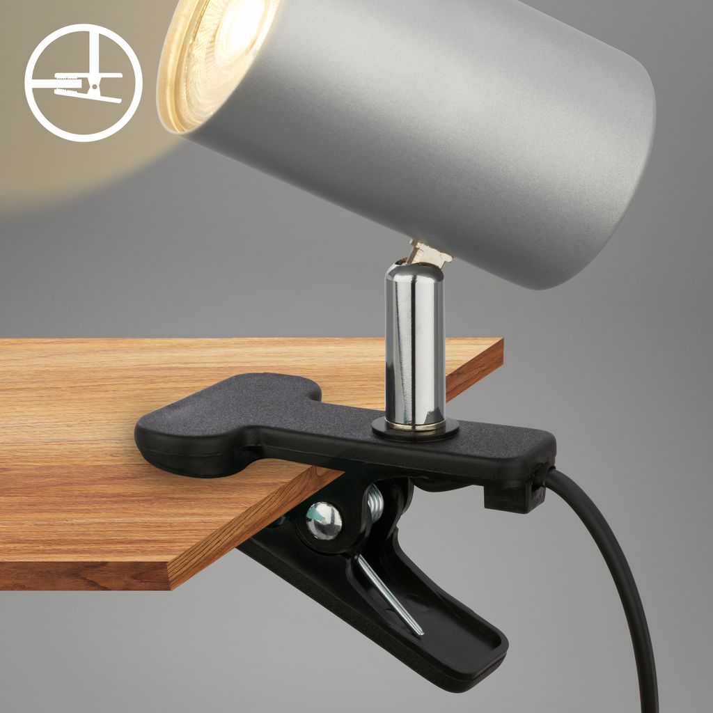 Briloner Klem Schreibtischlampe, Schwenkbar, Klemmbar, Chrom-Matt