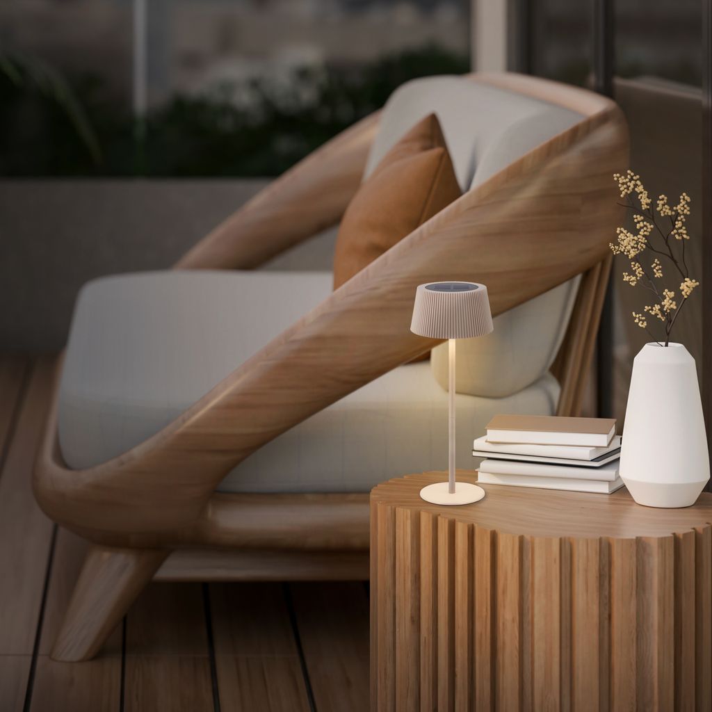 Alia Tischlampe - 2W, 150lm, Kabellos, LED, Dimmbar, Solar, Beige