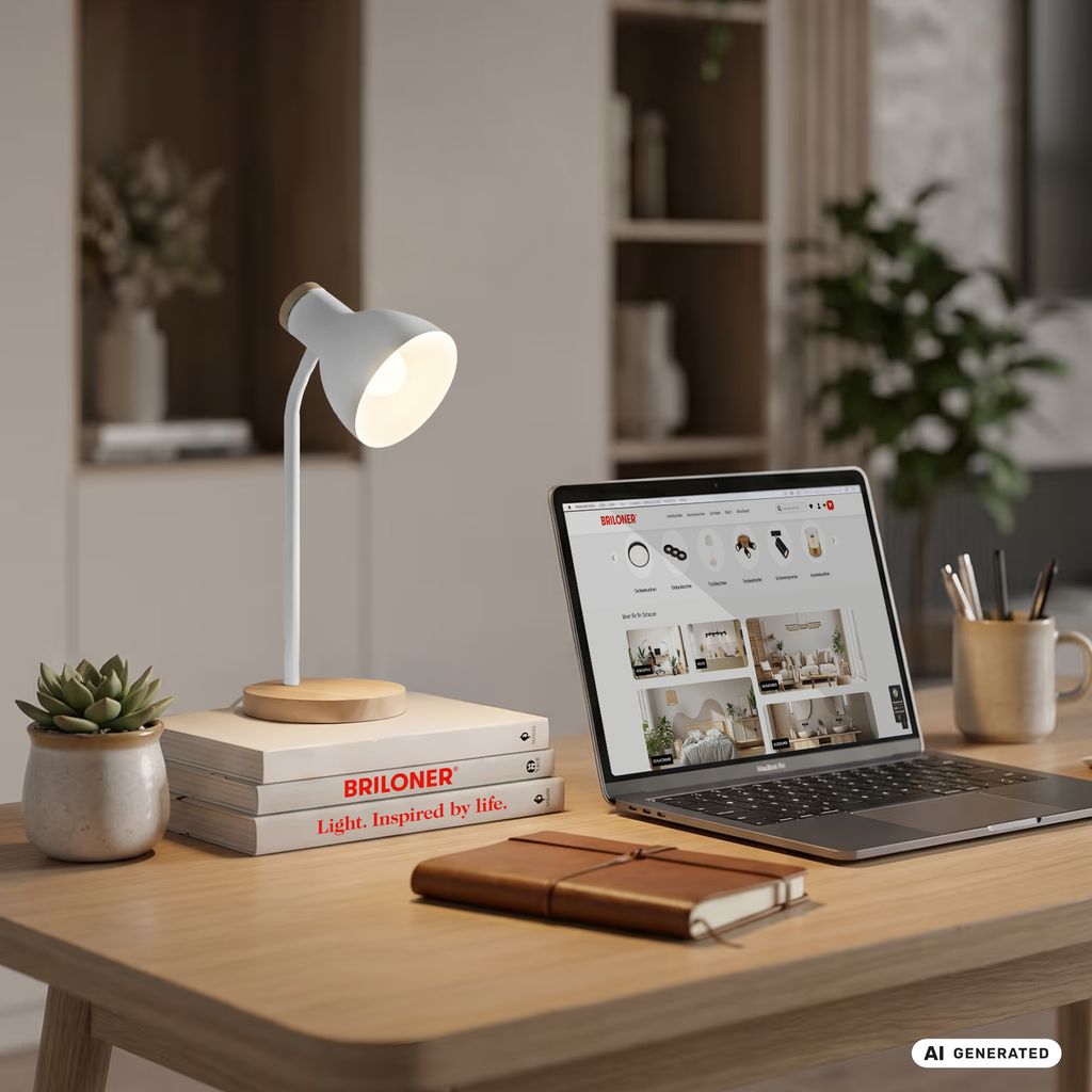 Prep Tischlampe - mit Schalter, E14 Fassung, max. 10W, Weiß-Holz