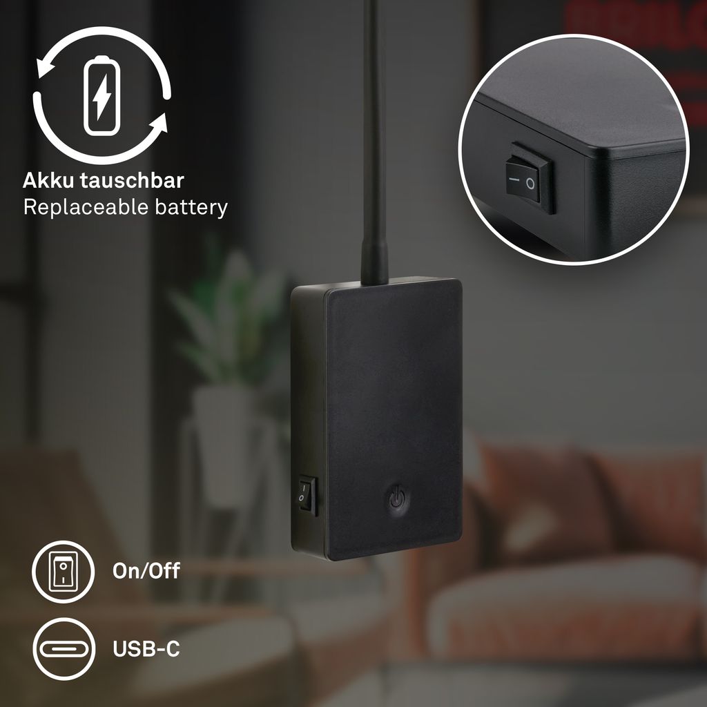 Cielo leeslamp - 2W, 200lm, LED, oplaadbare batterij, dimbaar, touch, zonder stroomaansluiting, zwart