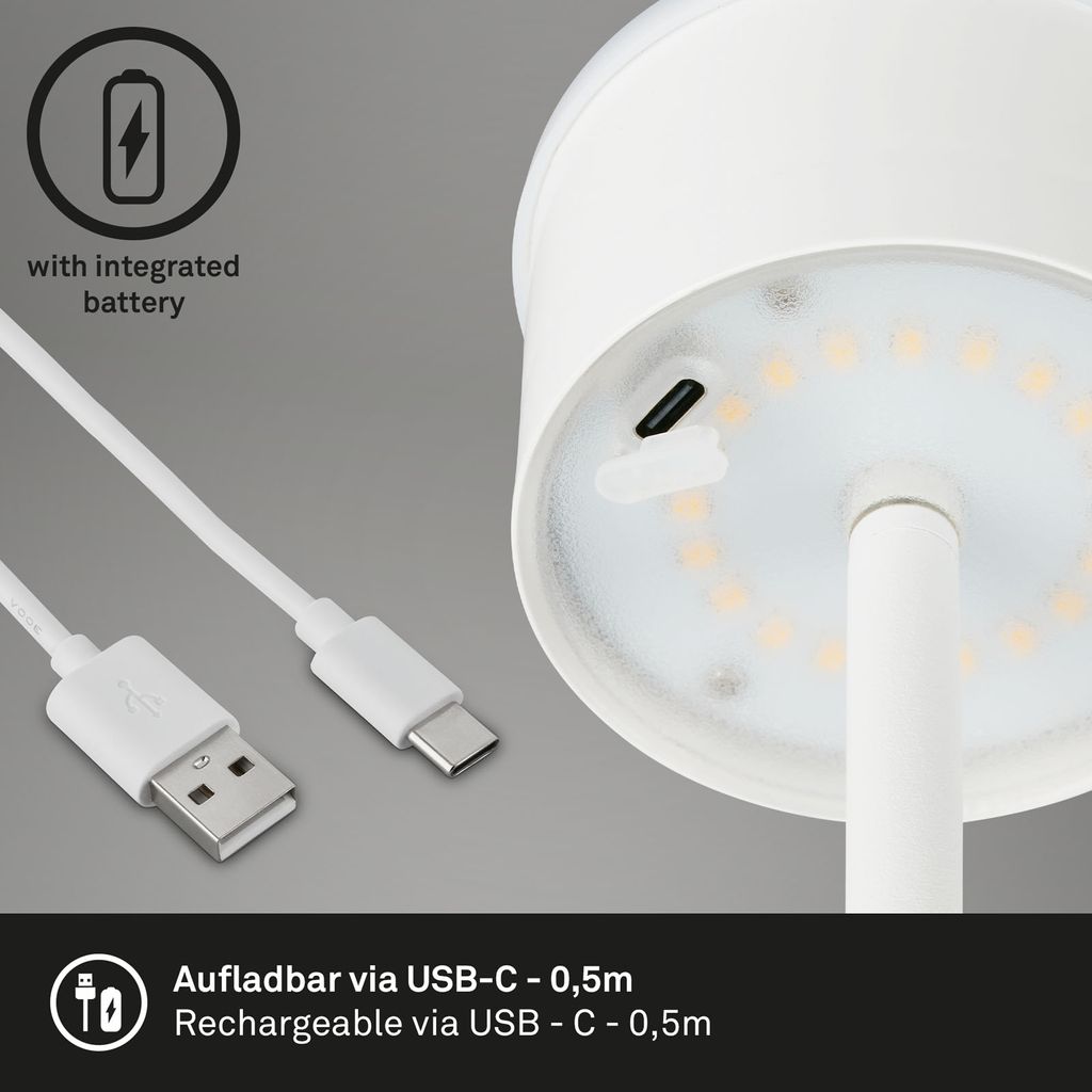 LED Akku-Stehleuchte 130 cm 3,5 Watt 400lm weiß