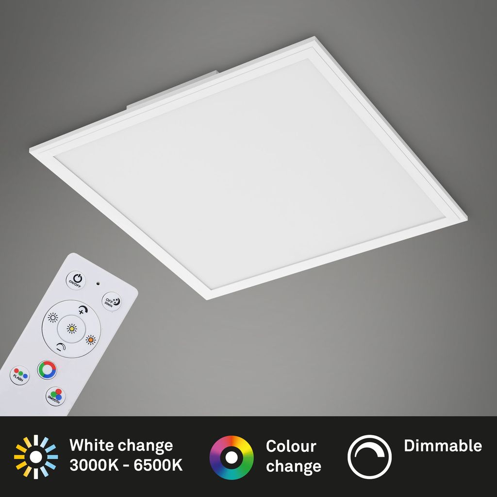 LED Panel Ultraflach RGB CCT Deckenlampe Weiß Dimmbar Kunststoff 24W Briloner 1