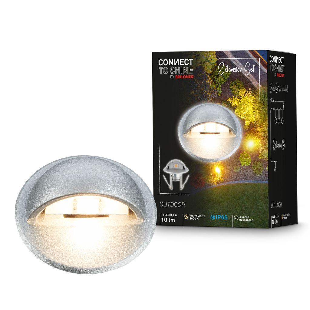 Connect to Shine Erweiterung Teak Bodeneinbaustrahler - 0,4W, 10lm, LED, Warmweiß, Chrom-Matt