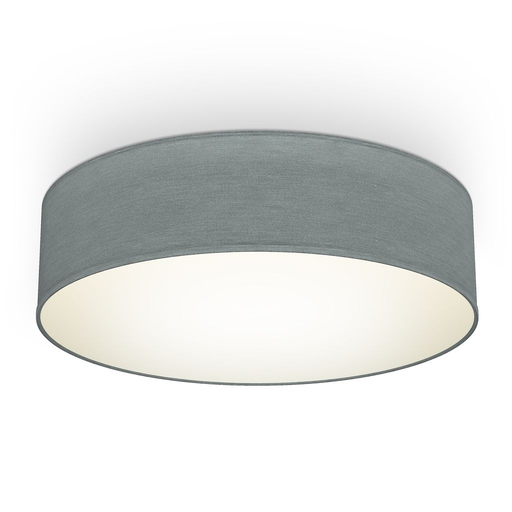 B.K.Licht Ceiling Lamp Shade, Ø38cm/15in, Grey Fabric, 2 E27 sockets, Bulbs not Included, Flush Mount Ceiling Fitting, Modern Light Fitting for Bedroom, Living Room, Dining Area, IP20