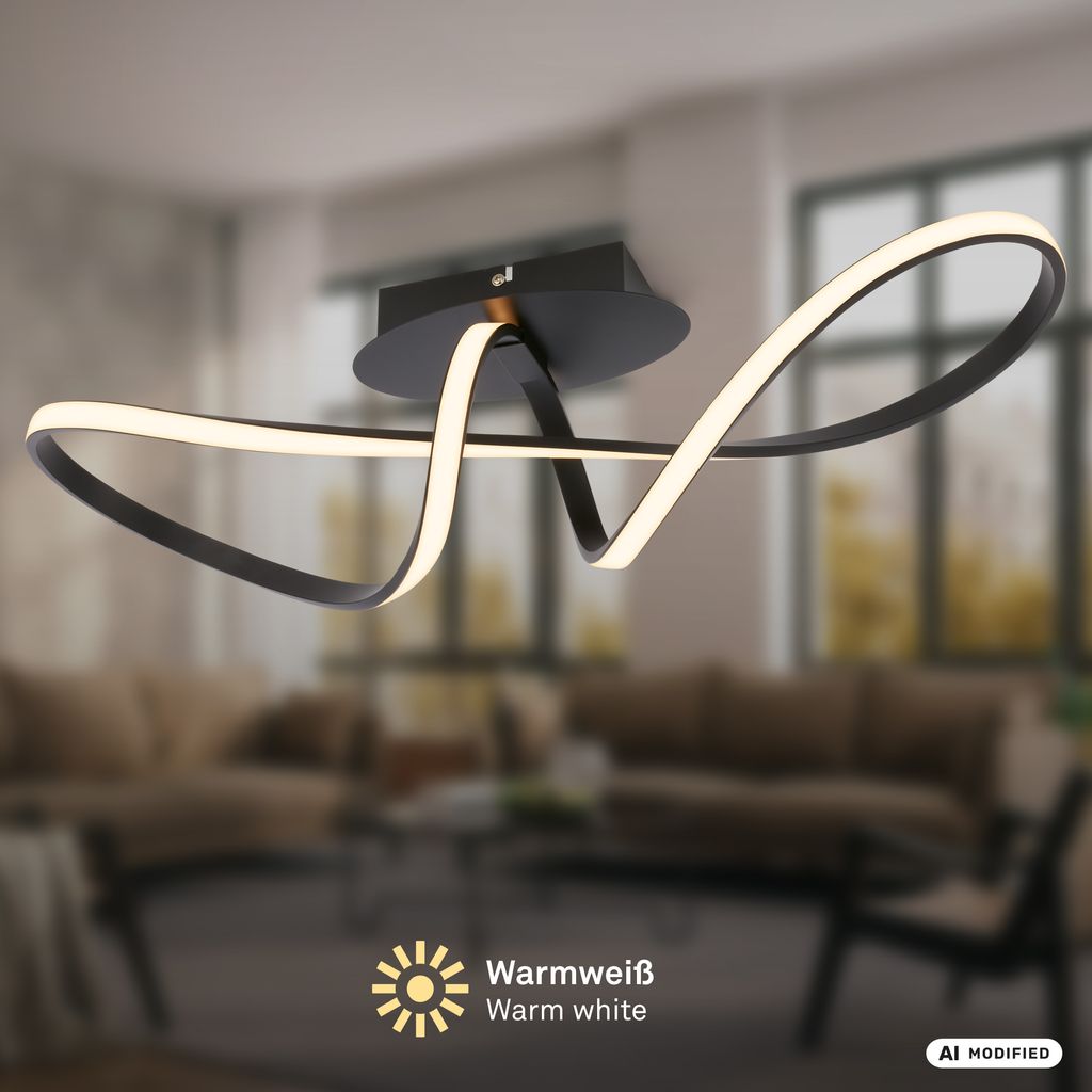 Swirl Deckenleuchte - 22W, 2900lm, LED, Warmweiß, Schwarz