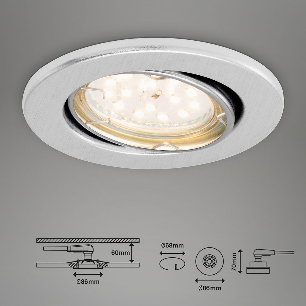 Set van 3 Inbouwarmaturen Ø 8,6 cm GU10 5W 400lm aluminium