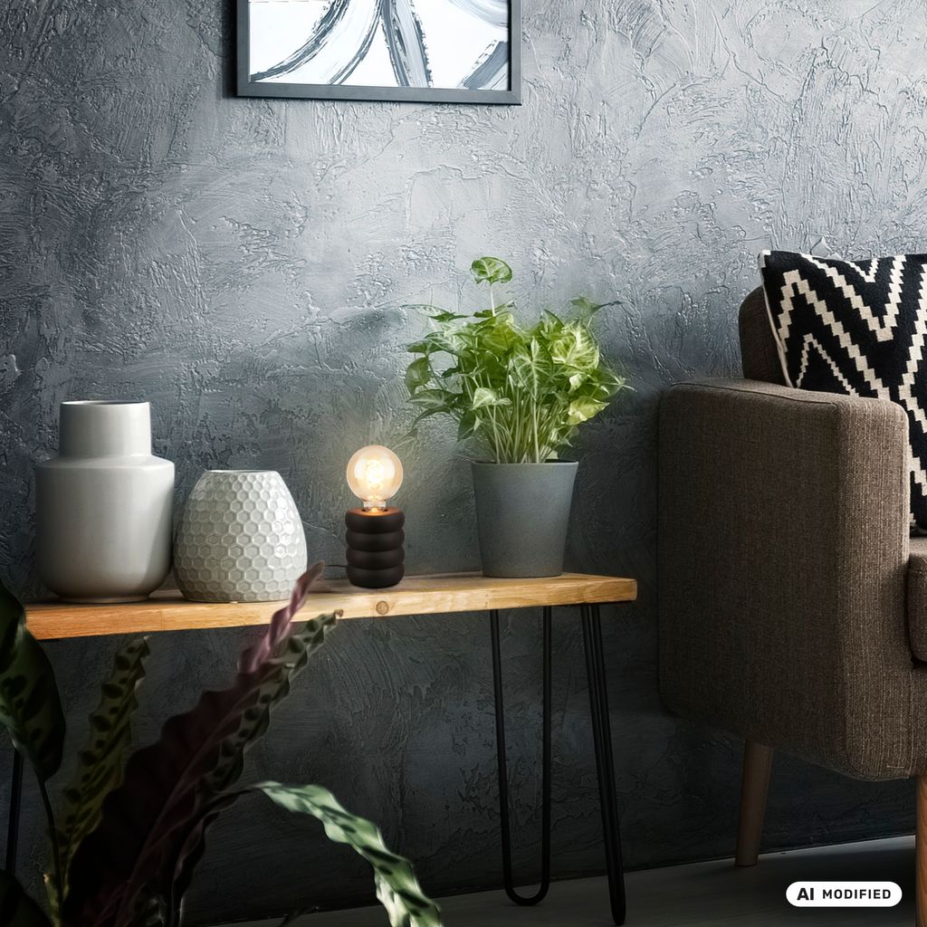 Foam Tischlampe - mit Schalter, Keramik, E27 Fassung, Schwarz-matt