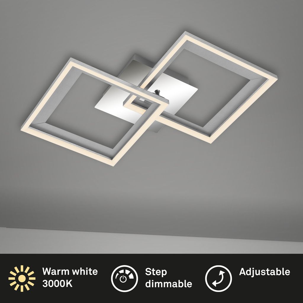 LED Deckenleuchte, 44 cm, LED-Platine, 22 W, 950 lm, alu-chrom
