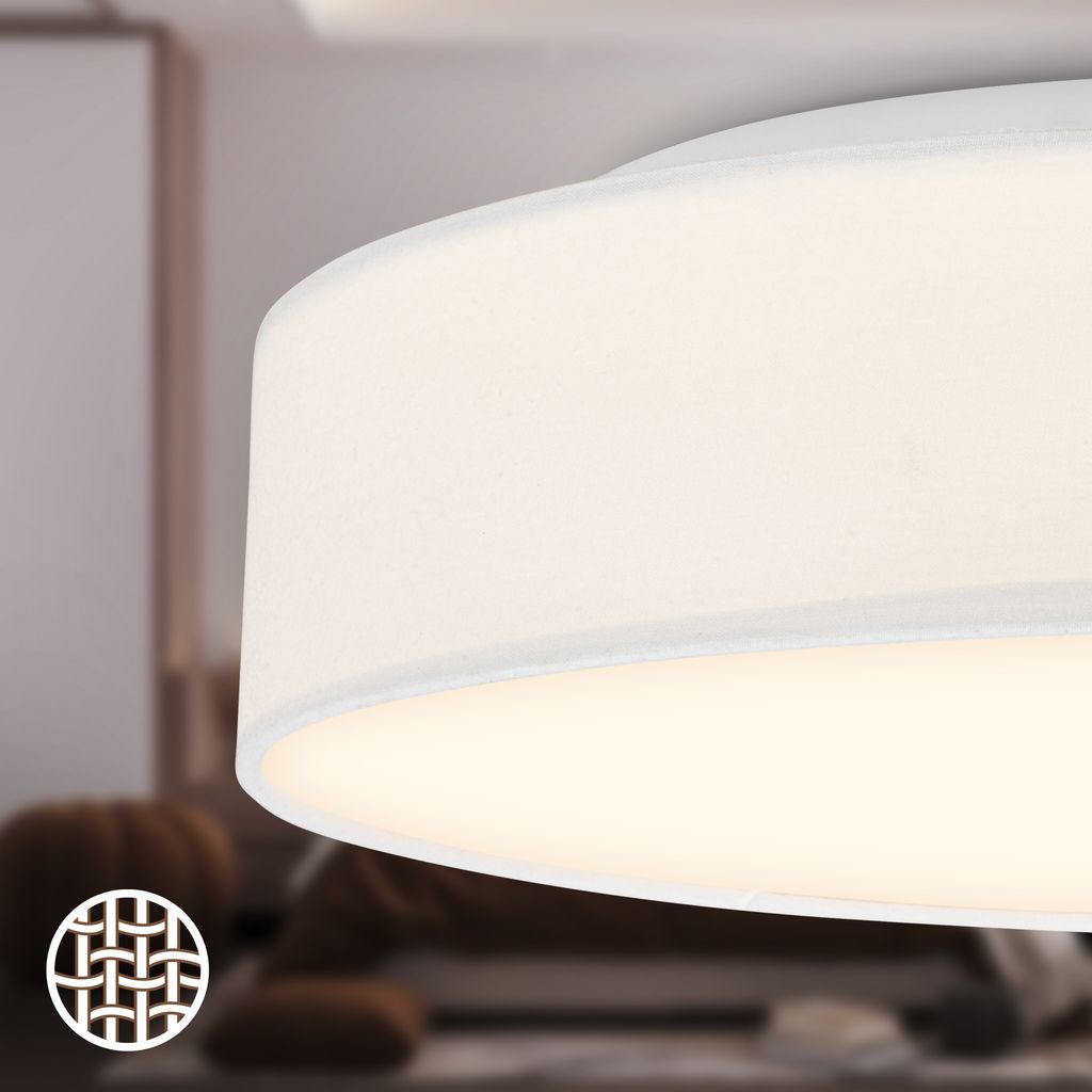 Duck Deckenlampe Ø38 cm - 24W, 2600lm, LED, Warmweiß, Stoffschirm, Weiß